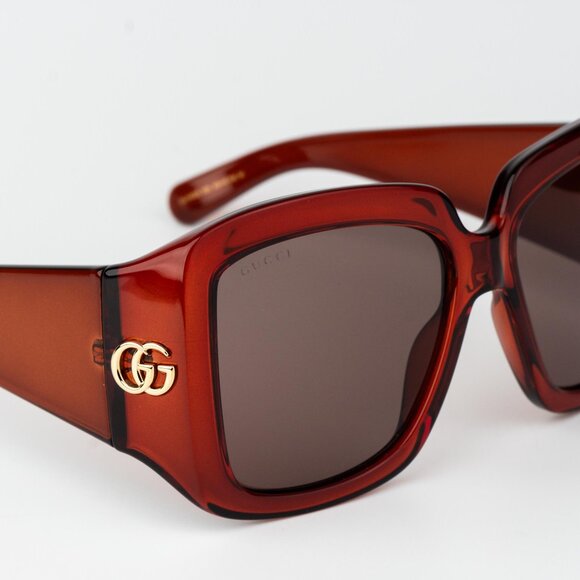 Gucci Women Sunglasses Transparent Burgundy Square GG1402S 003 NEW AUTHENTIC - Picture 8 of 14